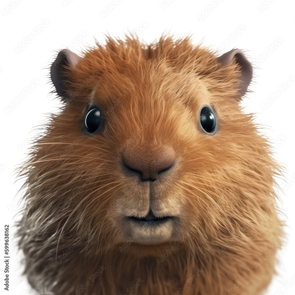 Fototapeta premium Adorable capybara closeup portait on transparent background, created with generative AI