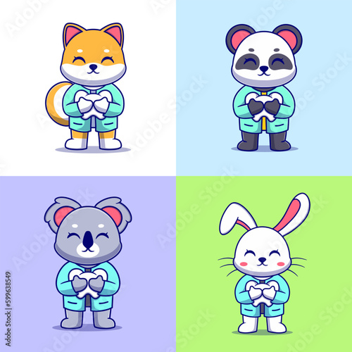 Free vector cute doctor animal cartoon vector icon illustration. animal icon concept isolated