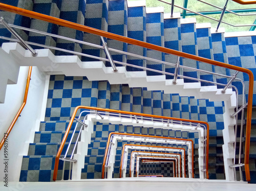 Obraz na plátne Spiral emergency exit stair with golden ratio proportion
