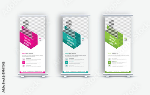 Business professional roll up banner, Corporate Roll Up Banner Signage Standee Template | Creative Business X Banner Design Layout with three Color Variations