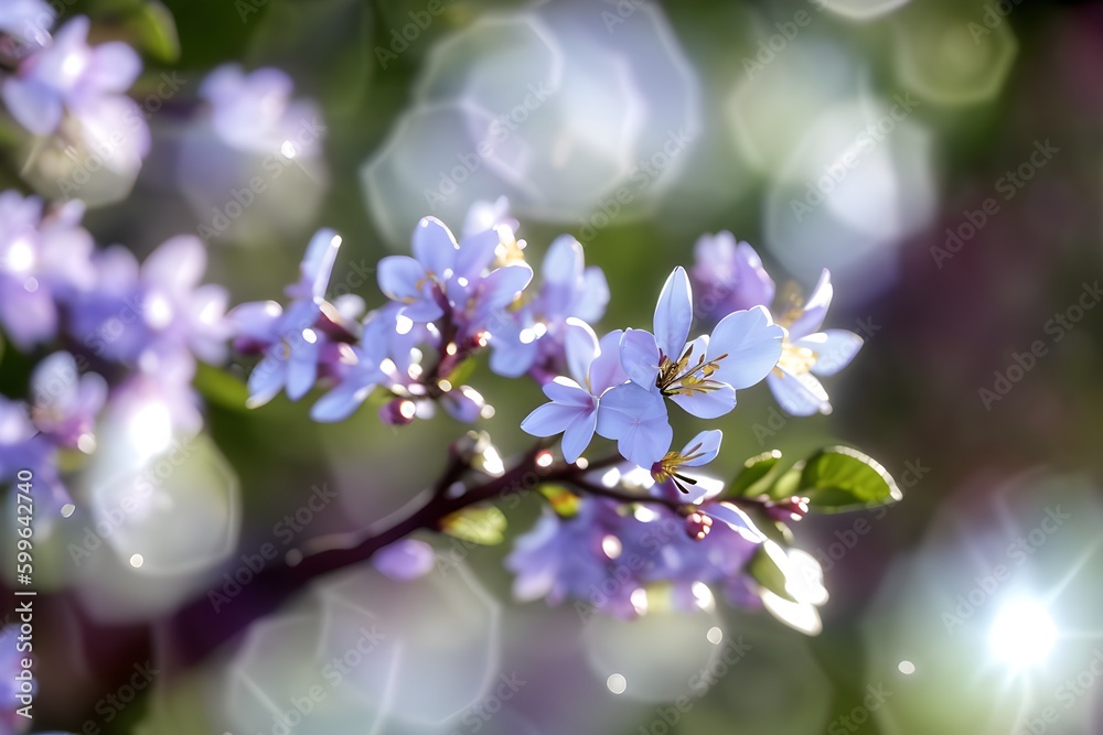 Fototapeta premium Pink cherry blossom, tree branches with flowers, wallpaper, Generative AI