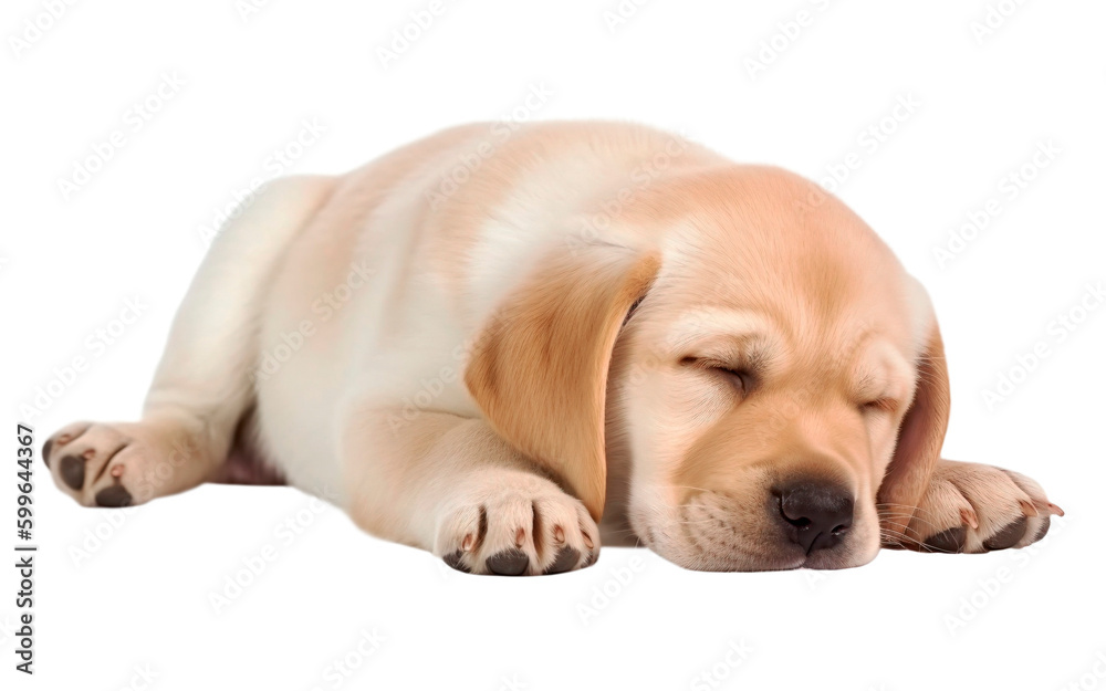 Sleepping labrador retriever puppy on a transparent background. Generative AI