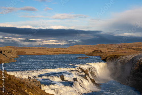 Gullfoss waterfall in the late afternoon  Iceland