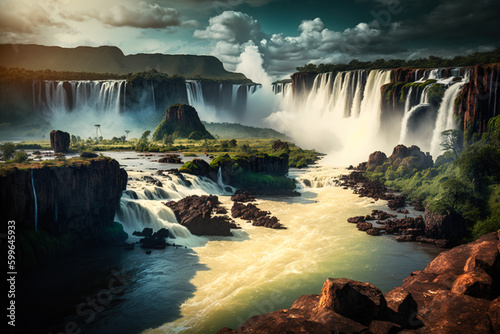 UNESCO world heritage site - Iguazu Falls. Generative AI