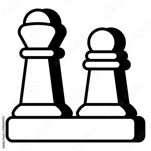 Strategy game icon, linear design of checkmate