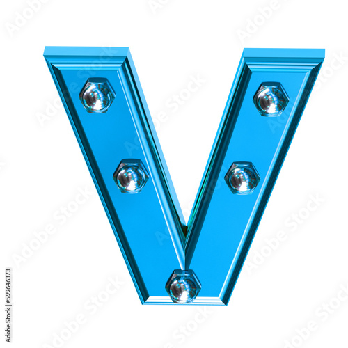 Symbol with blue bolts. letter v