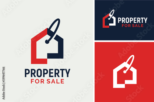 Price Tag Label with House, Home Sell Buy Real Estate Property Marketing Discount Sale Promo logo design