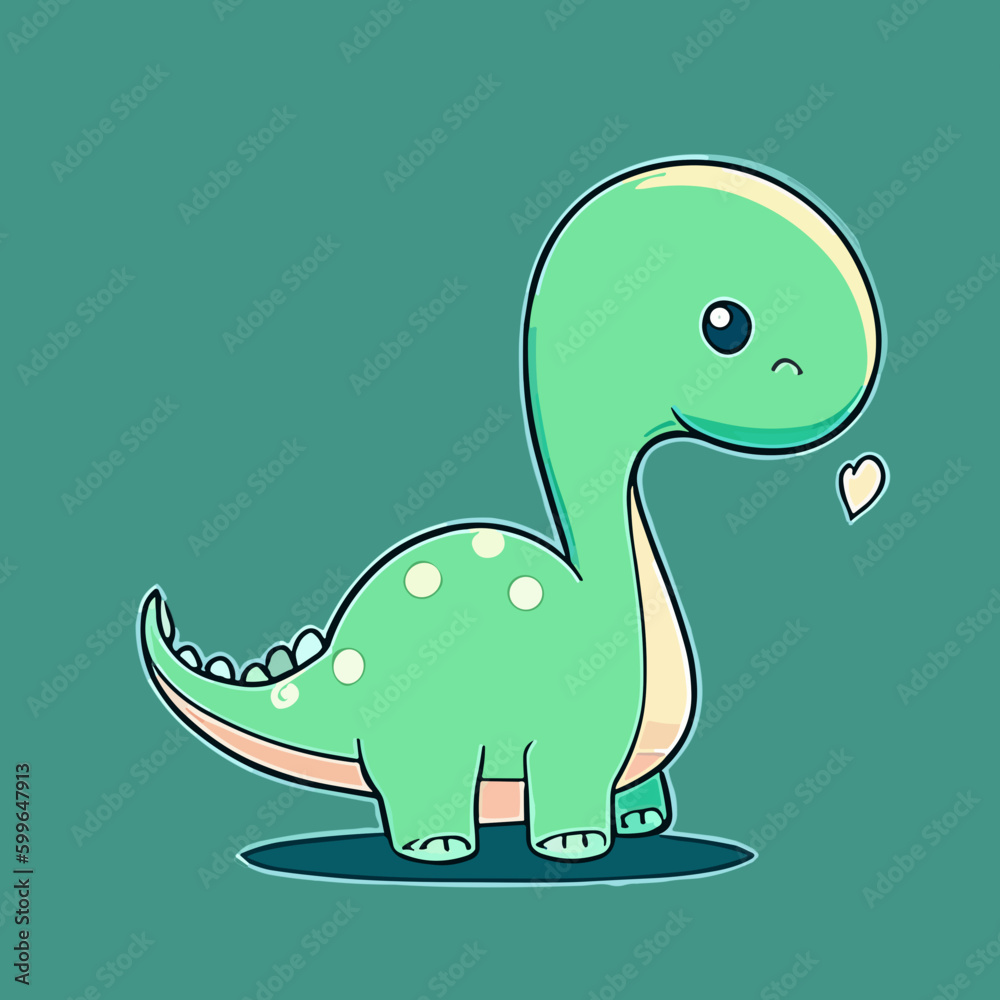 Cute cartoon dinosaur with leaves. Vector illustration for your design Cute cartoon dinosaur with leaves. Vector illustration for your design