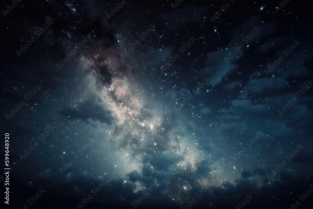 celestial spectacle of a star cluster and nebula in the night sky ...