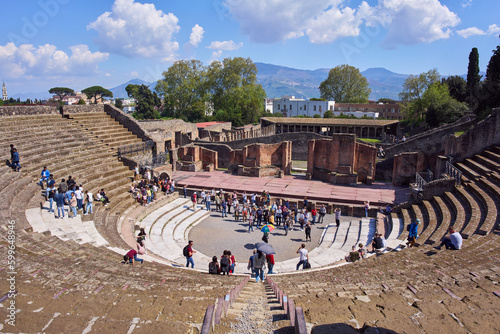 Teatro Grande, Roman theatre in the archaeological site of Pompei, Italy photo