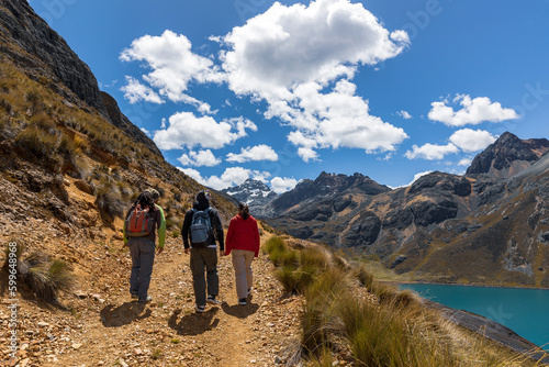 Beautiful views walking through the mountains and lagoons of Huanza, Lima Peru photo