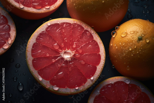 Freshly harvested grapefruit. Generative AI
