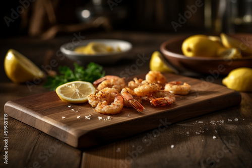 Fried tasty shrimps. Generative Ai