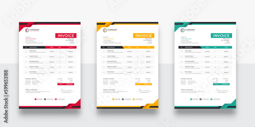 Modern and creative corporate business invoice template. creative invoice Template Paper Sheet Include Accounting, Price, Tax, and Quantity. (ID: 599653188)
