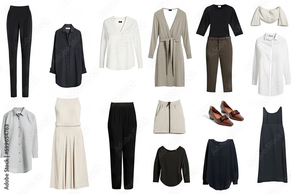 minimalist wardrobe with simple and classic pieces that can be worn together or separately, created with generative ai minimalist wardrobe with simple and classic pieces that can be worn together or separately, created with generative ai