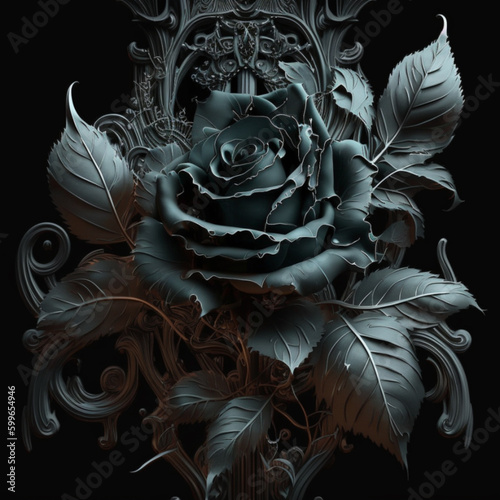 AI generated image. Black grey Roses