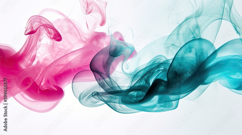 abstract colorful smoke wafting across image with solid white background, for presentation, generative AI 