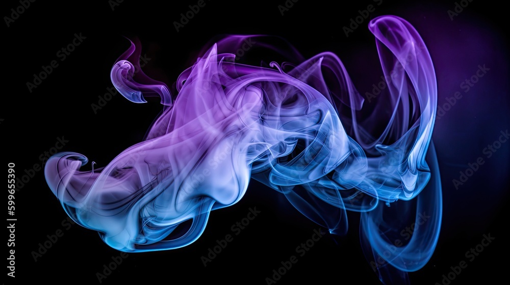 abstract colorful smoke wafting across image with solid black background, for presentation, generative AI abstract colorful smoke wafting across image with solid black background, for presentation, generative AI