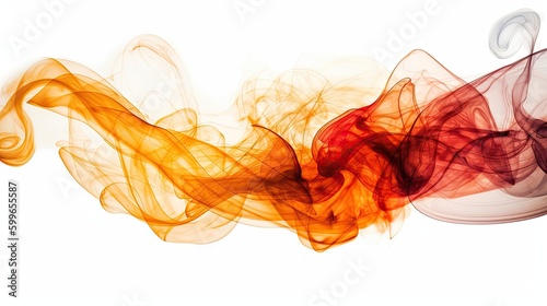 abstract colorful smoke wafting across image with solid white background, for presentation, generative AI 