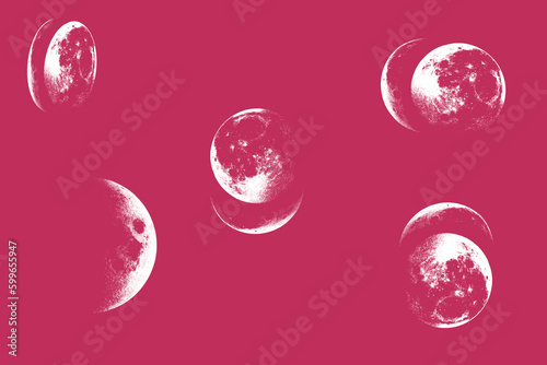 Seamless pattern with the image of the moon on a pink ground