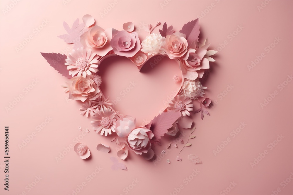 card valentine love background rose 14 heart day flower pink wedding february. Generative AI.