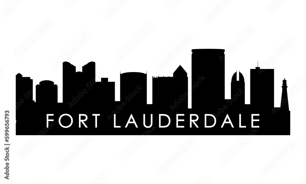 Fort Lauderdale skyline silhouette. Black Fort Lauderdale city design isolated on white background.
