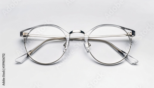 Eyeglass frames isolated on white background top view. Generative AI