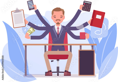 Businessman collection. Bearded charming businessmen carry files. Manager character design