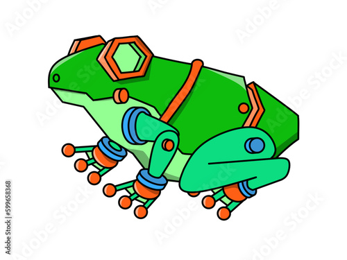 colorful frog robot cartoon.