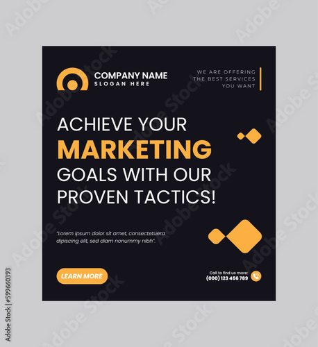 Digital business marketing banner for social media post template, We are digital marketing experts, and We find new ways to market you digitally, Your business needs attention