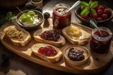 homemade preserves spread on toast for breakfast, created with generative ai
