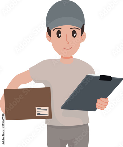 Picture of delivery man post man package bring document illustration