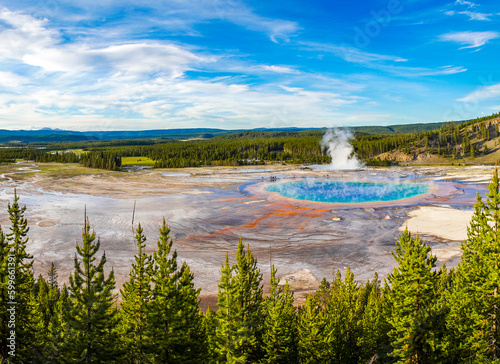 Steam rising over the Grand Prismatic Pool, Lower Geyser Basin, Yellowstone National Park