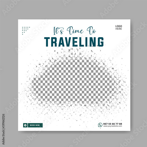 Travel the world social media post design, travel banner and cover 
