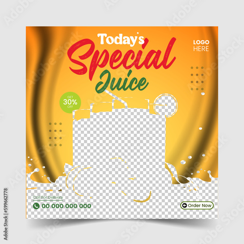 Set of Orange Juice social media post templates, Suitable for restaurant menu, banner and flyer