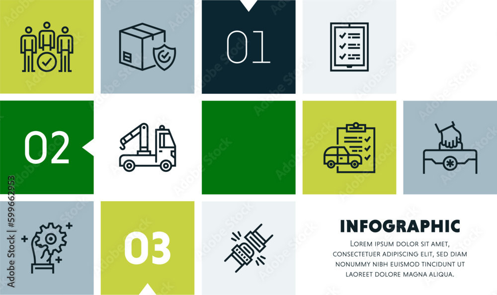 Naklejka premium Roadside assistance infographic design with icons, made by thin line style with editable strokes.