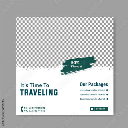 Travel the world social media post design, travel banner and cover 