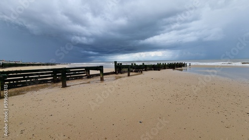 Walcott beach Norfolk UK stormy weather