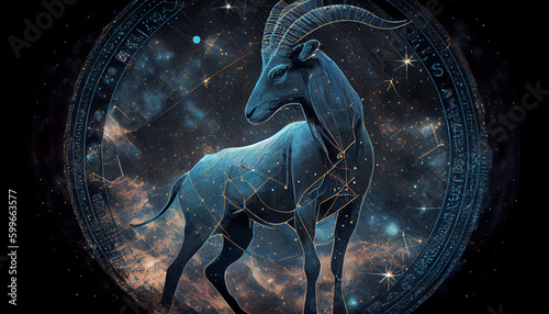 Capricorn, zodiac constellation, astrology. AI generated