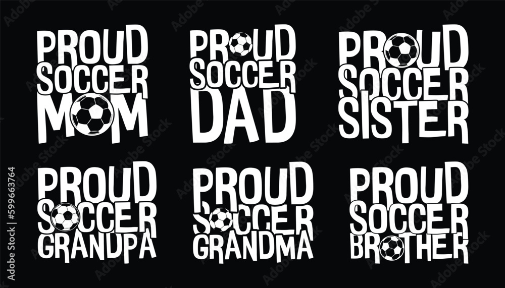 Obraz premium Soccer T shirt Design Bundle, vector Soccer T shirt design, Football shirt, Soccer typography T shirt design Collection