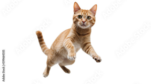 A jumping cat isolated on a transparent background, Generative AI 