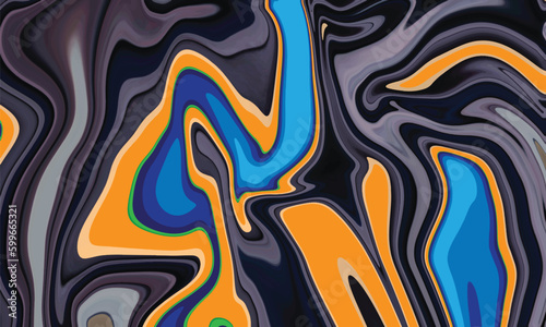  Liquid color with acid Blue and White marble glossy background