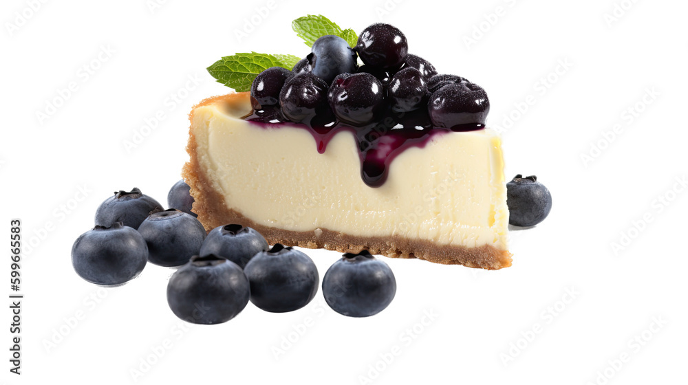 isolated slice of Cheesecake with Blueberry compote, Food-themed, photorealistic illustrations on a transparent background cutout in PNG. Generative AI isolated slice of Cheesecake with Blueberry compote, Food-themed, photorealistic illustrations on a transparent background cutout in PNG. Generative AI