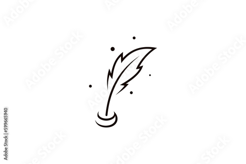 simple feather pen signature logo design