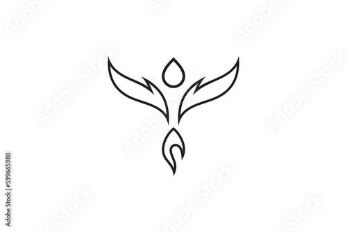phoenix bird abstract line style logo