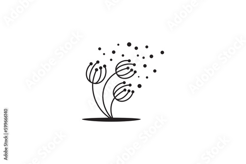 dandelion flower logo design template