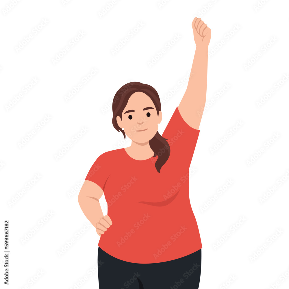 Fat woman doing sport. Weight loss program, plus size girl. Flat vector illustration isolated on white background Fat woman doing sport. Weight loss program, plus size girl. Flat vector illustration isolated on white background