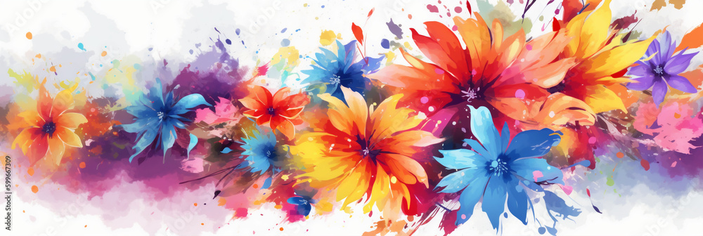 Abstract Watercolor flower background. Created with Generative AI tools