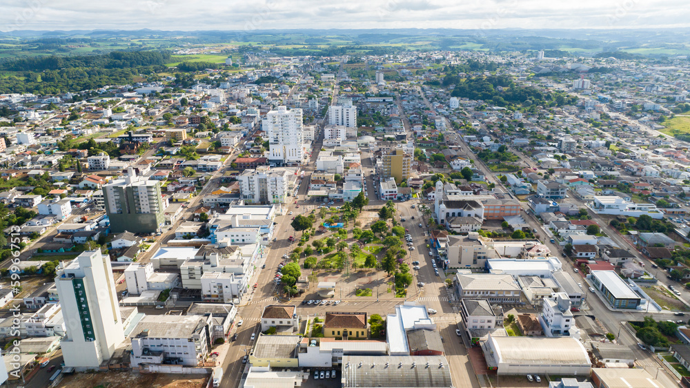 Aerial images with drone of the city of Campos Novos