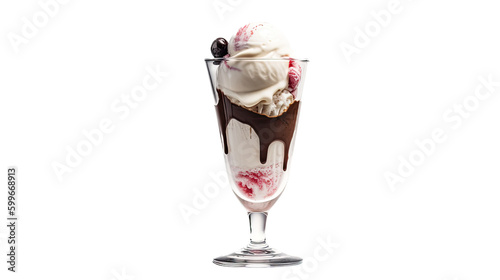 isolated  Parfit ice cream  nuts  chocolate  and carmel  Food-themed  photorealistic illustrations on a transparent background cutout in PNG generative ai